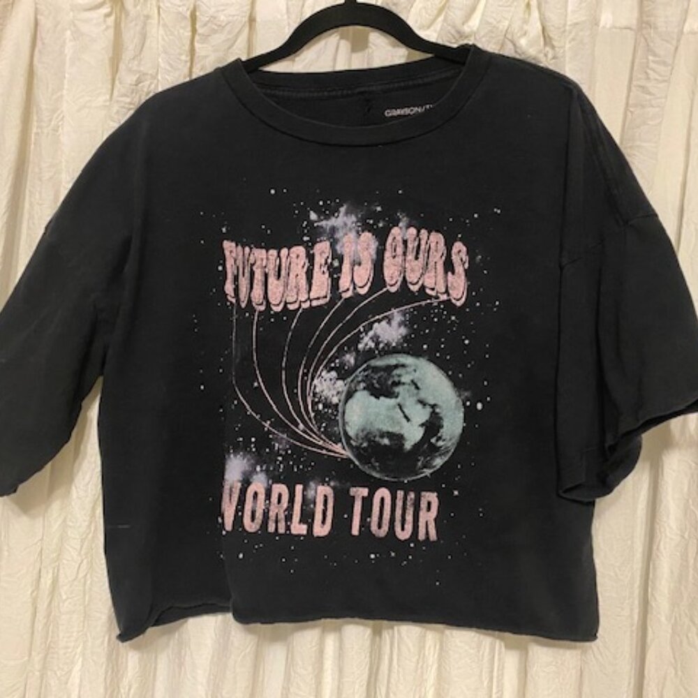 Grayson Threads Future Is Ours Graphic Black Crop Top Size Large